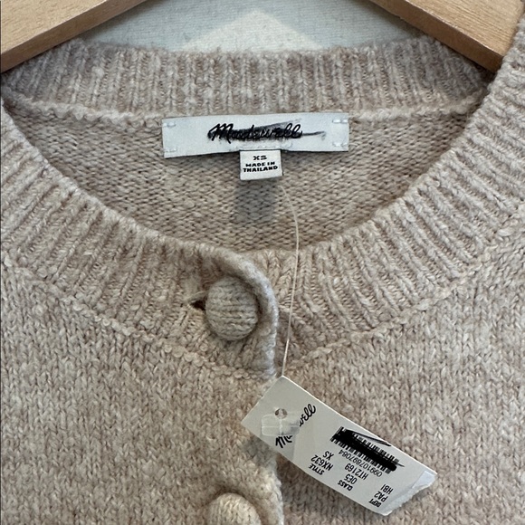 Madewell Patch-Pocket Cotton-Blend Cardigan in Heather Birch XS - Picture 4 of 4